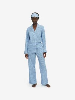 Eye Mask Nelson 87 Cotton Batiste Blue 16 Eye Mask Nelson 87 Cotton Batiste Blue -Derek Rose Shop eye mask nelson 87 cotton batiste blue woman full