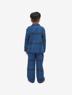 Kids' Pyjamas Kelburn 27 Brushed Cotton Navy -Derek Rose Shop kids pyjamas kelburn 27 brushed cotton navy boy back