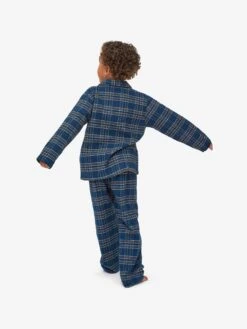 Kids' Pyjamas Kelburn 30 Brushed Cotton Navy -Derek Rose Shop kids pyjamas kelburn 30 brushed cotton multi boy back