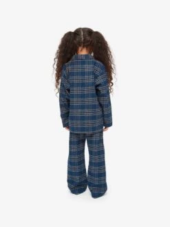 Kids' Pyjamas Kelburn 30 Brushed Cotton Navy -Derek Rose Shop kids pyjamas kelburn 30 brushed cotton multi girl back