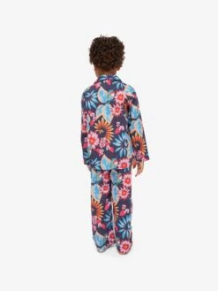 Kids' Pyjamas Ledbury 60 Cotton Batiste Navy -Derek Rose Shop kids pyjamas ledbury 60 cotton batiste navy boy back