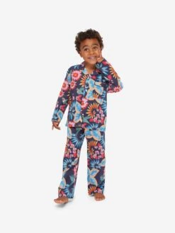 Kids' Pyjamas Ledbury 60 Cotton Batiste Navy -Derek Rose Shop kids pyjamas ledbury 60 cotton batiste navy boy front