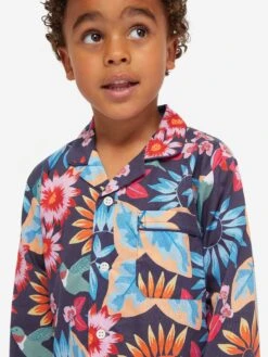Kids' Pyjamas Ledbury 60 Cotton Batiste Navy -Derek Rose Shop kids pyjamas ledbury 60 cotton batiste navy pocket