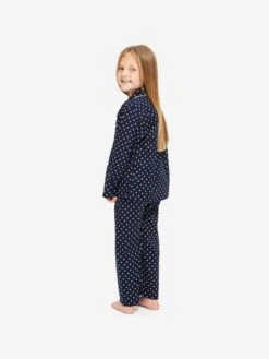 Kids' Pyjamas Plaza 60 Cotton Batiste Navy -Derek Rose Shop kids pyjamas plaza 60 cotton batiste navy back