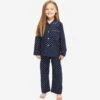 Kids' Pyjamas Plaza 60 Cotton Batiste Navy -Derek Rose Shop kids pyjamas plaza 60 cotton batiste navy front