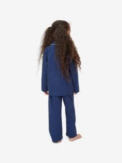 Kids' Pyjamas Balmoral 3 Brushed Cotton Navy 16 Kids' Pyjamas Balmoral 3 Brushed Cotton Navy -Derek Rose Shop kids pyjamas balmoral 3 brushed cotton navy girl back