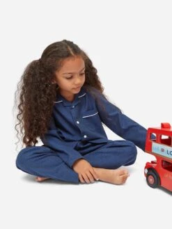 Kids' Pyjamas Balmoral 3 Brushed Cotton Navy 13 Kids' Pyjamas Balmoral 3 Brushed Cotton Navy -Derek Rose Shop kids pyjamas balmoral 3 brushed cotton navy girl creative
