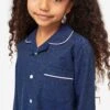 Kids' Pyjamas Balmoral 3 Brushed Cotton Navy -Derek Rose Shop kids pyjamas balmoral 3 brushed cotton navy girl pocket