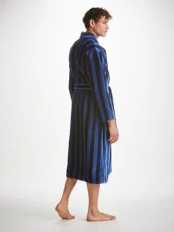 Men's Bathrobe Aston 36 Terry Cotton Navy -Derek Rose Shop mens bathrobe aston 36 terry cotton navy back