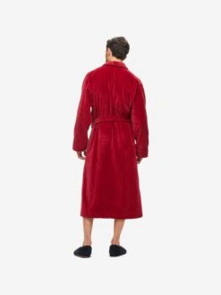 Men's Bathrobe Triton 10 Terry Cotton Wine 12 Men's Bathrobe Triton 10 Terry Cotton Wine -Derek Rose Shop mens bathrobe triton 10 terry cotton wine back