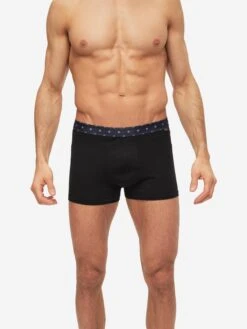 Men's Boxer Briefs Band 56 Pima Cotton Stretch Black -Derek Rose Shop mens boxer briefs band 56 pima cotton stretch black close up