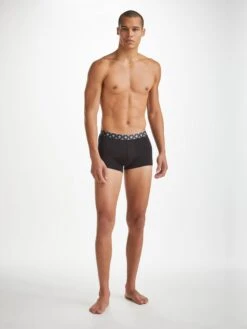 Men's Boxer Briefs Band 61 Pima Cotton Stretch Black -Derek Rose Shop mens boxer briefs band 61 pima cotton stretch black front