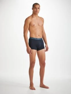 Men's Boxer Briefs Band 62 Pima Cotton Stretch Navy -Derek Rose Shop mens boxer briefs band 62 pima cotton stretch navy front
