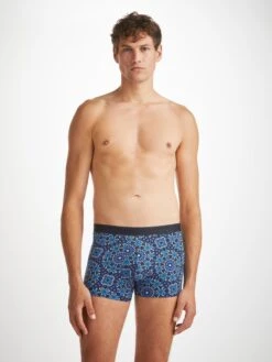 Men's Boxer Briefs Geometric 6 Pima Cotton Stretch Navy