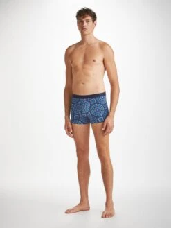 Men's Boxer Briefs Geometric 6 Pima Cotton Stretch Navy 9 Men's Boxer Briefs Geometric 6 Pima Cotton Stretch Navy -Derek Rose Shop mens boxer briefs geometric 6 pima cotton stretch navy front