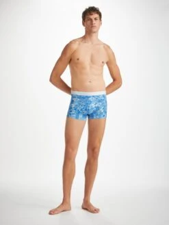 Men's Boxer Briefs Marrakech 1 Pima Cotton Stretch Blue -Derek Rose Shop mens boxer briefs marrakech 1 pima cotton stretch blue front