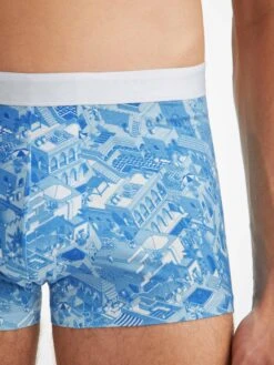 Men's Boxer Briefs Marrakech 1 Pima Cotton Stretch Blue -Derek Rose Shop mens boxer briefs marrakech 1 pima cotton stretch blue print