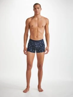 Men's Boxer Briefs Sahara 1 Pima Cotton Stretch Navy -Derek Rose Shop mens boxer briefs sahara 1 pima cotton stretch navy front