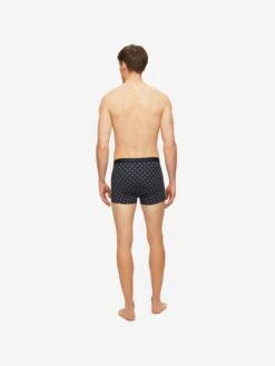 Men's Boxer Briefs Spot 5 Pima Cotton Stretch Navy -Derek Rose Shop mens boxer briefs spot 5 pima cotton stretch navy back