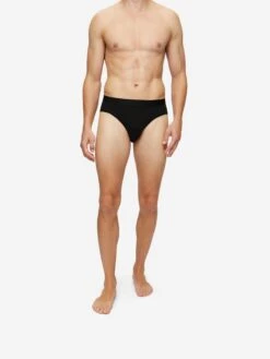 Men's Briefs Jack Pima Cotton Stretch Black -Derek Rose Shop mens briefs jack pima cotton stretch black crop frotn