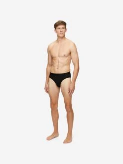 Men's Briefs Jack Pima Cotton Stretch Black -Derek Rose Shop mens briefs jack pima cotton stretch black front