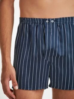 Men's Classic Fit Boxers Brindisi 102 Silk Satin Navy -Derek Rose Shop mens classic fit boxers brindisi 102 silk satin navy print