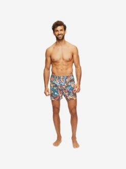 Men's Classic Fit Boxers Ledbury 61 Cotton Batiste Multi -Derek Rose Shop mens classic fit boxers ledbury 61 cotton batiste multi front