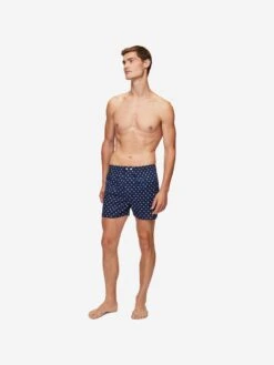 Men's Classic Fit Boxers Nelson 93 Cotton Batiste Navy 12 Men's Classic Fit Boxers Nelson 93 Cotton Batiste Navy -Derek Rose Shop mens classic fit boxers nelson 93 cotton batiste navy front