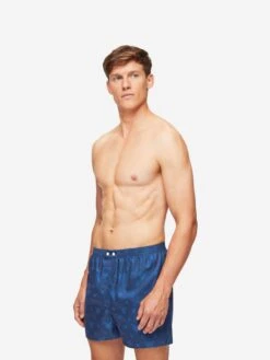 Men's Classic Fit Boxers Paris 24 Cotton Jacquard Navy -Derek Rose Shop mens classic fit boxers paris 24 cotton jacquard navy creative
