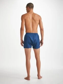 Men's Classic Fit Boxers Paris 26 Cotton Jacquard Navy -Derek Rose Shop mens classic fit boxers paris 26 cotton jacquard navy back