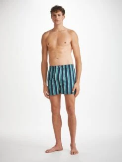 Men's Classic Fit Boxers Royal 221 Cotton Teal 9 Men's Classic Fit Boxers Royal 221 Cotton Teal -Derek Rose Shop mens classic fit boxers royal 221 cotton teal front