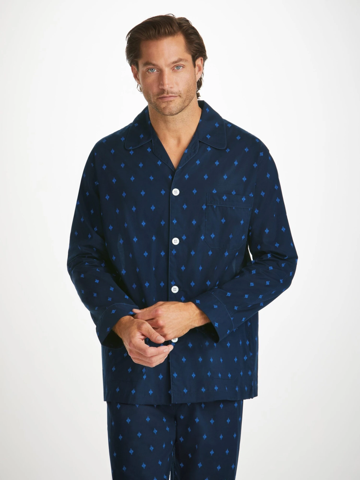 Men's Classic Fit Pyjamas Nelson 98 Cotton Batiste Navy 3 Men's Classic Fit Pyjamas Nelson 98 Cotton Batiste Navy