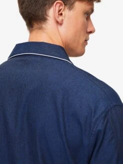 Men's Classic Fit Pyjamas Balmoral 3 Brushed Cotton Navy -Derek Rose Shop mens classic fit pyjamas balmoral 3 brushed cotton navy collar