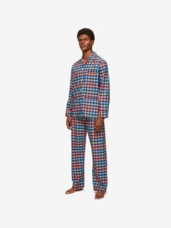 Men's Classic Fit Pyjamas Barker 34 Cotton Multi -Derek Rose Shop mens classic fit pyjamas barker 34 cotton multi front