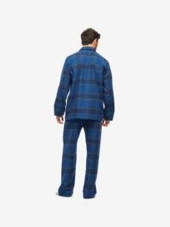 Men's Classic Fit Pyjamas Kelburn 27 Brushed Cotton Navy -Derek Rose Shop mens classic fit pyjamas kelburn 27 brushed cotton navy back