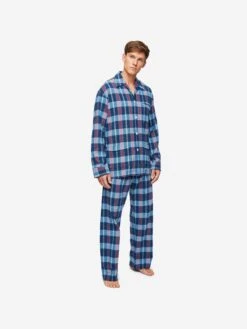 Men's Classic Fit Pyjamas Kelburn 29 Brushed Cotton Multi -Derek Rose Shop mens classic fit pyjamas kelburn 29 brushed cotton multi front