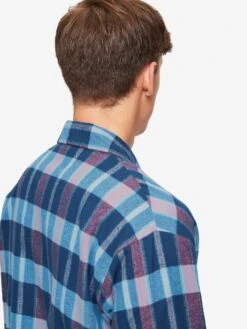 Men's Classic Fit Pyjamas Kelburn 29 Brushed Cotton Multi -Derek Rose Shop mens classic fit pyjamas kelburn 29 brushed cotton multi shoulder
