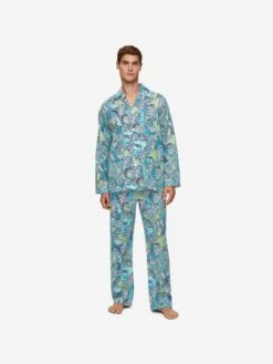 Men's Classic Fit Pyjamas Ledbury 57 Cotton Batiste Multi 14 Men's Classic Fit Pyjamas Ledbury 57 Cotton Batiste Multi -Derek Rose Shop mens classic fit pyjamas ledbury 57 cotton batiste multi front