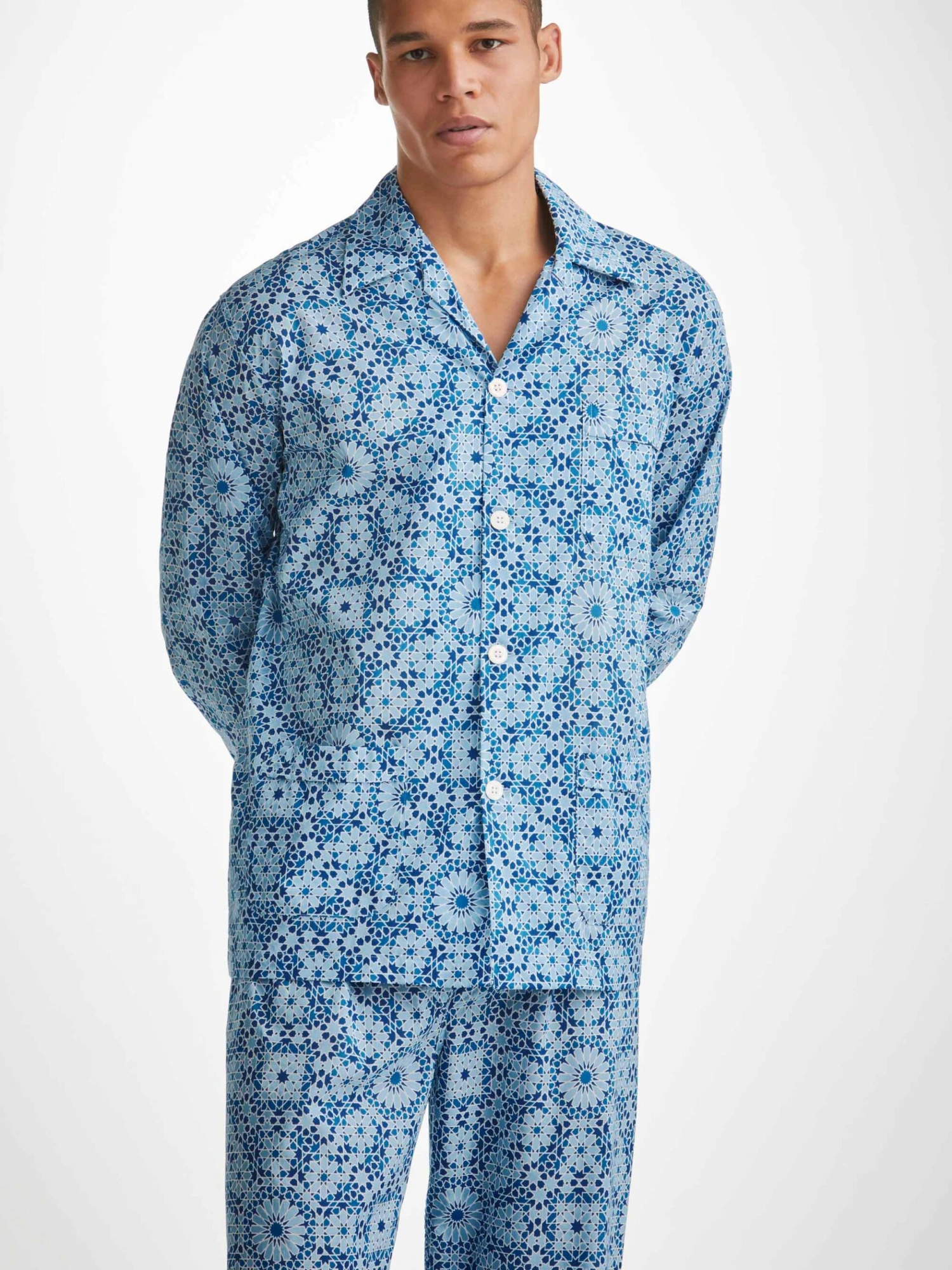 Men's Classic Fit Pyjamas Ledbury 69 Cotton Batiste Blue 7 Men's Classic Fit Pyjamas Ledbury 69 Cotton Batiste Blue - Image 5