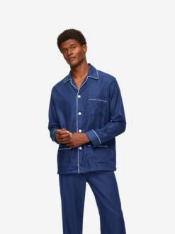 Men's Classic Fit Pyjamas Lombard 6 Cotton Jacquard Navy 12 Men's Classic Fit Pyjamas Lombard 6 Cotton Jacquard Navy -Derek Rose Shop mens classic fit pyjamas lombard 6 cotton jacquard navy creative