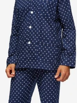 Men's Classic Fit Pyjamas Nelson 93 Cotton Batiste Navy -Derek Rose Shop mens classic fit pyjamas nelson 93 cotton batiste navy buttons