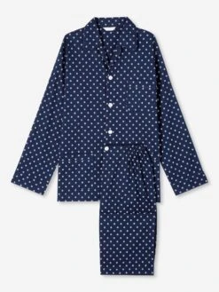 Derek Rose Shop -Derek Rose Shop mens classic fit pyjamas nelson 93 cotton batiste navy product