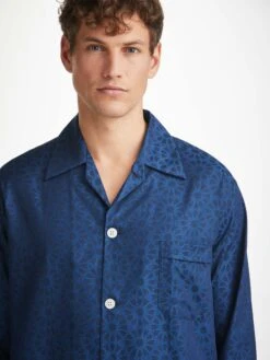 Men's Classic Fit Pyjamas Paris 26 Cotton Jacquard Navy