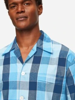 Men's Classic Fit Pyjamas Ranga 45 Brushed Cotton Blue