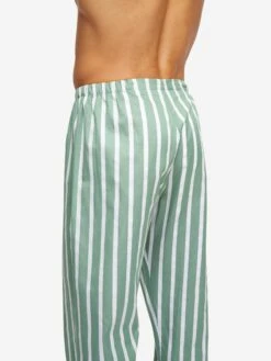 Men's Classic Fit Pyjamas Royal 219 Cotton Green -Derek Rose Shop mens classic fit pyjamas royal 219 cotton satin green back waistband