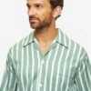 Men's Classic Fit Pyjamas Royal 219 Cotton Green -Derek Rose Shop mens classic fit pyjamas royal 219 cotton satin green collar