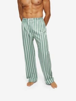 Men's Classic Fit Pyjamas Royal 219 Cotton Green -Derek Rose Shop mens classic fit pyjamas royal 219 cotton satin green trousers