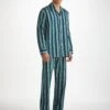 Men's Classic Fit Pyjamas Royal 221 Cotton Teal -Derek Rose Shop mens classic fit pyjamas royal 221 cotton teal front