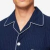 Men's Classic Fit Pyjamas Royal 40 Cotton Navy 2 Men's Classic Fit Pyjamas Royal 40 Cotton Navy -Derek Rose Shop mens classic fit pyjamas royal 40 cotton satin navy collar
