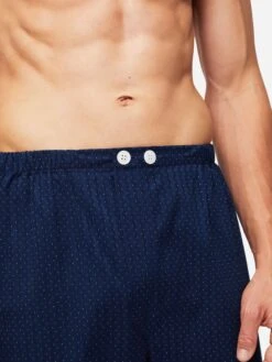 Men's Classic Fit Pyjamas Royal 40 Cotton Navy -Derek Rose Shop mens classic fit pyjamas royal 40 cotton satin navy waistband